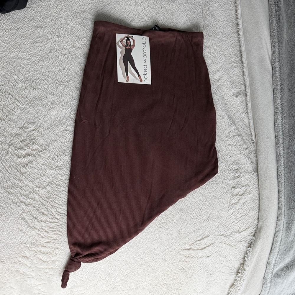 Naked Wardrobe NW Knot Thinkin' About U Side-Tie Ribbed Mini Skirt